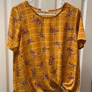 Floral Mustard Yellow Women's Top